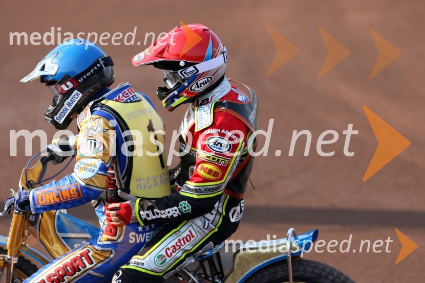 Tony Rickardsson (Švedska) in Leigh Adams (Avstralija)SPEEDWAY GRAND PRIX, VN Slovenije 2006, trening