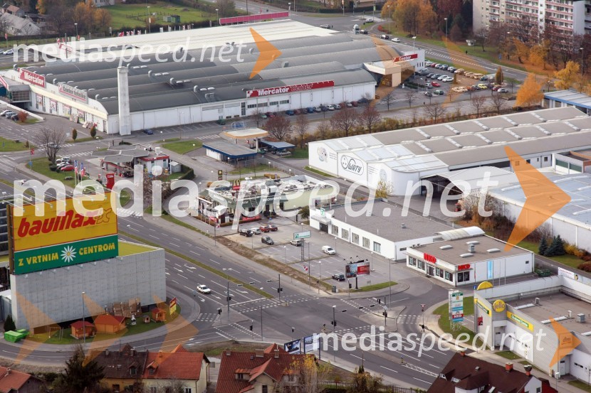 TC Baumax, Mercator center Tržaška, Swaty Maribor, Mc Donalds, PetrolSlovenija iz zraka