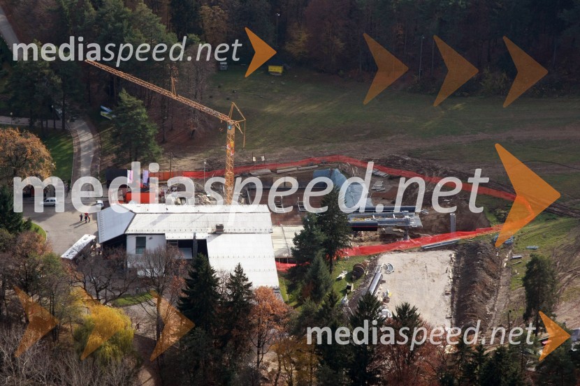 Gradnja spodnje postaje Pohorske vzpenjačeSlovenija iz zraka