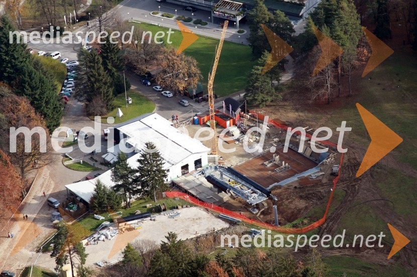 Gradnja spodnje postaje Pohorske vzpenjačeSlovenija iz zraka