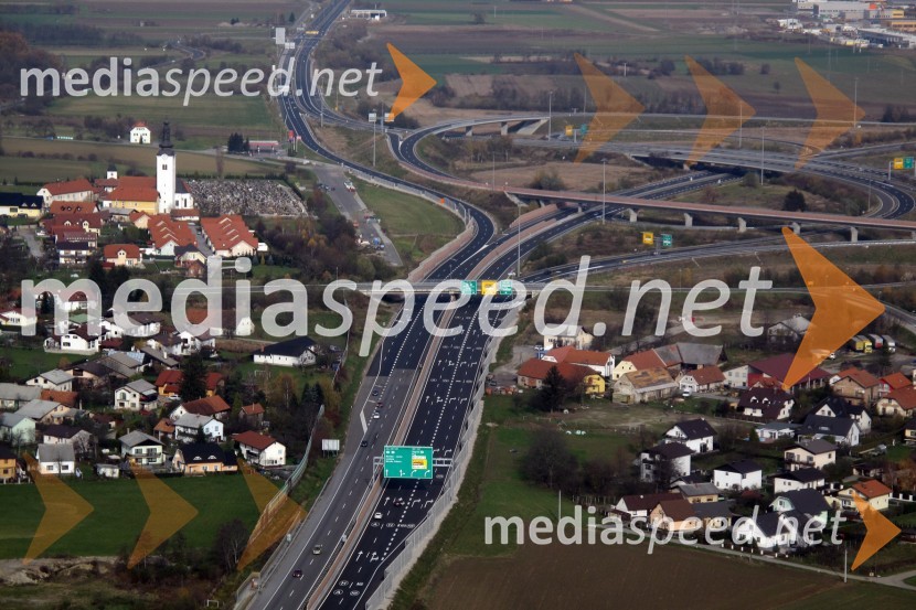 Štajerska avtocesta, razcep SlivnicaSlovenija iz zraka