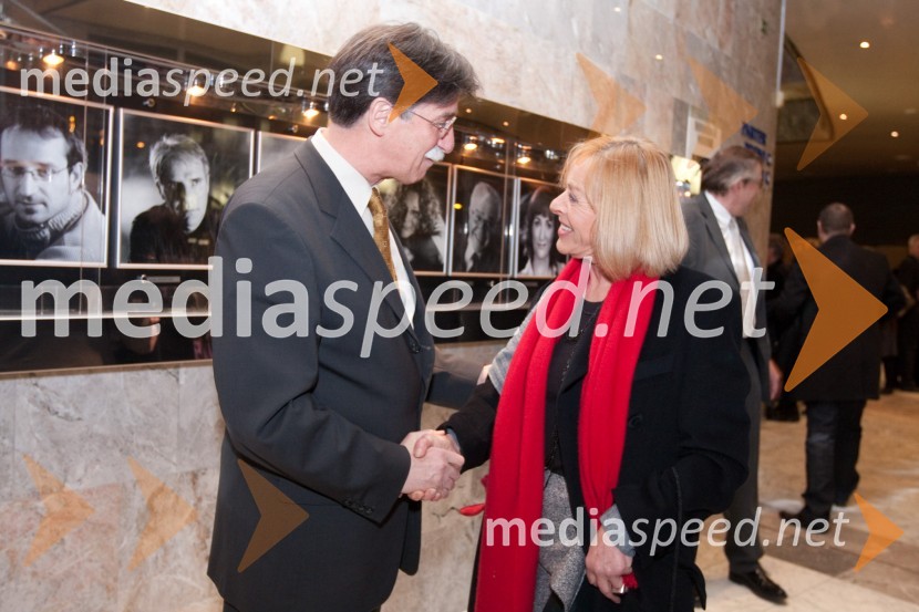 Jožko Čuk, direktor Slovenskega narodnega gledališča (SNG) Nova Gorica in Milena Zupančič, igralkaStriček Vanja, premiera v SNG Nova Gorica