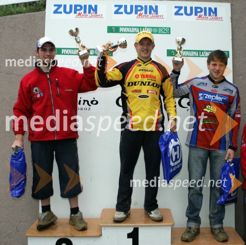 Člani do 125 ccm: Rok Bekanovič (Rolum RT), Klemen Gerčar (AMD Sitar Dunlop) in Toni Mulec (MK Slovenj Gradec)MOTOKROS, 3. dirka za DP, Lemberg