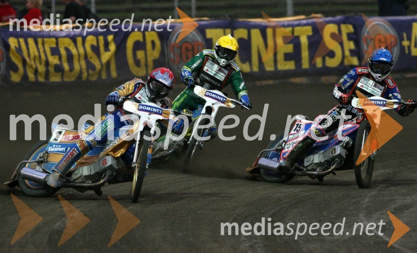 Tony Rickardsson (Švedska),Antonio Lindback (Švedska) in Niels K. Iversen (Danska)SPEEDWAY GRAND PRIX, VN Evrope 2006, dirka