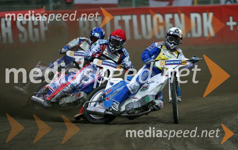 Nicki Pedersen (Danska), Jason Crump (Avstralija) in Tomazs Gollob (Poljska)SPEEDWAY GRAND PRIX, VN Evrope 2006, dirka
