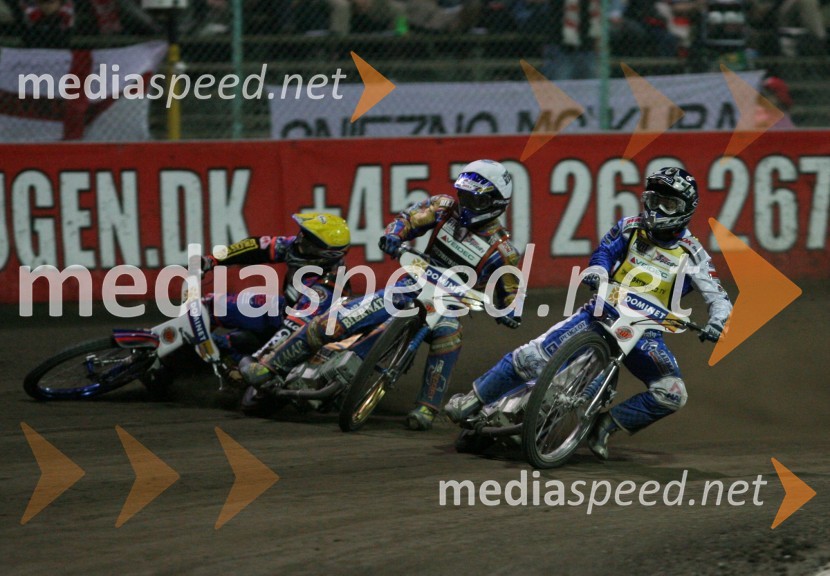 Nicki Pedersen (Danska),Krzysztof Kasprzak (Poljska) in Scott Nicholls (Velika Britanija)SPEEDWAY GRAND PRIX, VN Evrope 2006, dirka