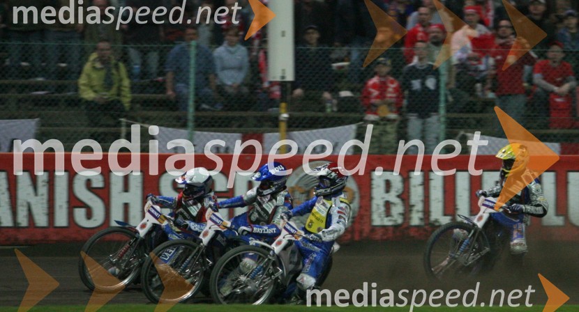 POLFINALE 1: Jaroslav Hampel (Poljska), Matej Žagar (Slovenija), Nicki  Pedersen (Danska),Tomazs Gollob (Poljska)SPEEDWAY GRAND PRIX, VN Evrope 2006, dirka