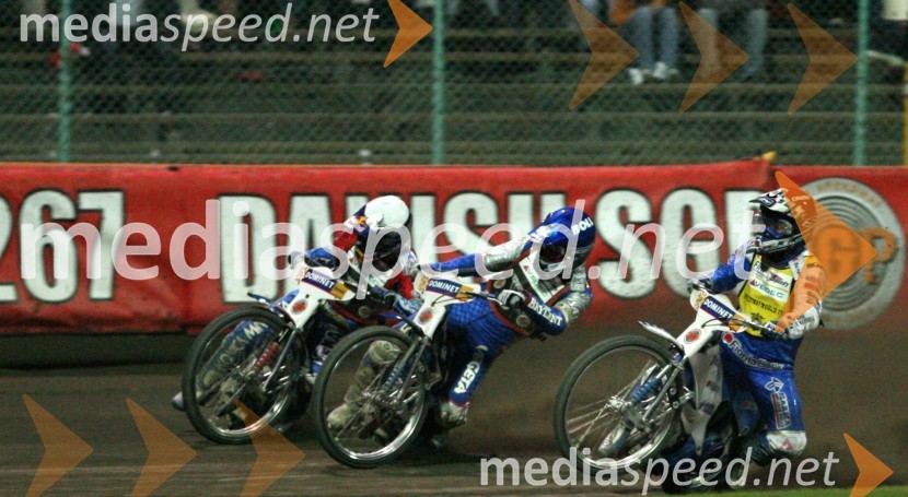 Jaroslav Hampel (Poljska), Nicki Pedersen (Danska),Tomazs Gollob (Poljska)SPEEDWAY GRAND PRIX, VN Evrope 2006, dirka