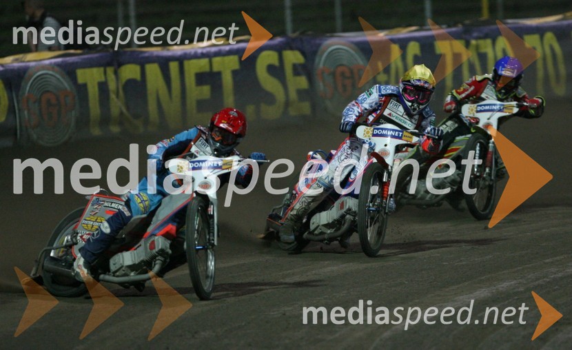 Greg Hancock(ZDA), Jason Crump (Avstralija) in Leigh Adams (Avstralija)SPEEDWAY GRAND PRIX, VN Evrope 2006, dirka
