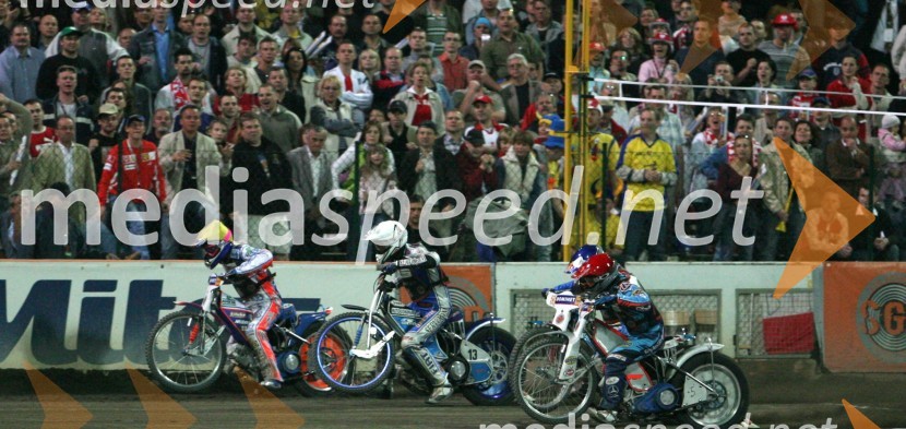 Start finalne vožnje Greg Hancock (ZDA), Matej Žagar (Slovenija) in Jason Crump (Avstralija)SPEEDWAY GRAND PRIX, VN Evrope 2006, dirka