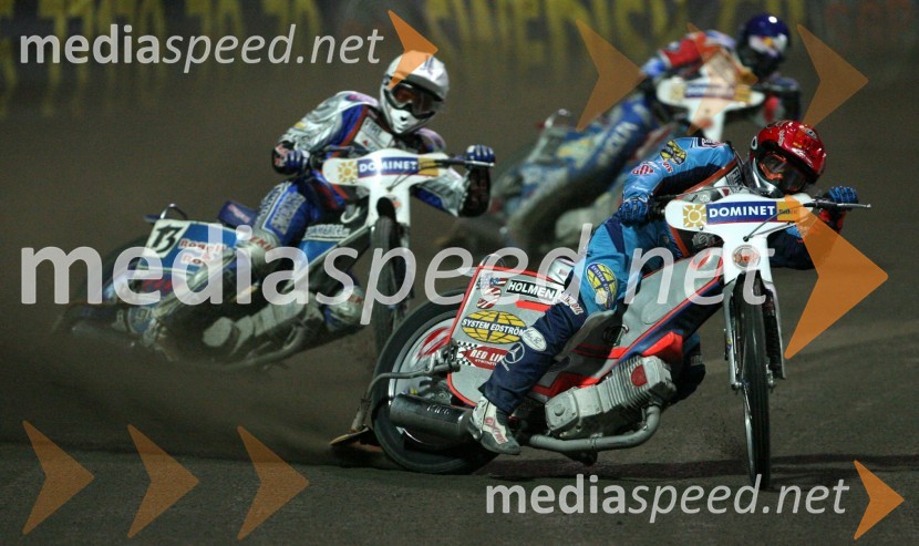 Greg Hancock(ZDA), Matej Žagar (Slovenija) in Jaroslaw Hampel(Poljska)SPEEDWAY GRAND PRIX, VN Evrope 2006, dirka