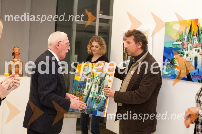 Patrick McCabe, veleposlanik Republike Irske in Nenad Marasović, akademski slikaOdprtje razstave Nenada Marasovića