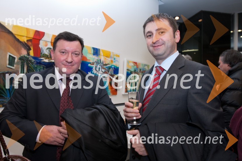 Stanislav Krulić, vojaški ataše na hrvaški ambasadi in Ivan Sabolič, Hrvaška ambasadaOdprtje razstave Nenada Marasovića