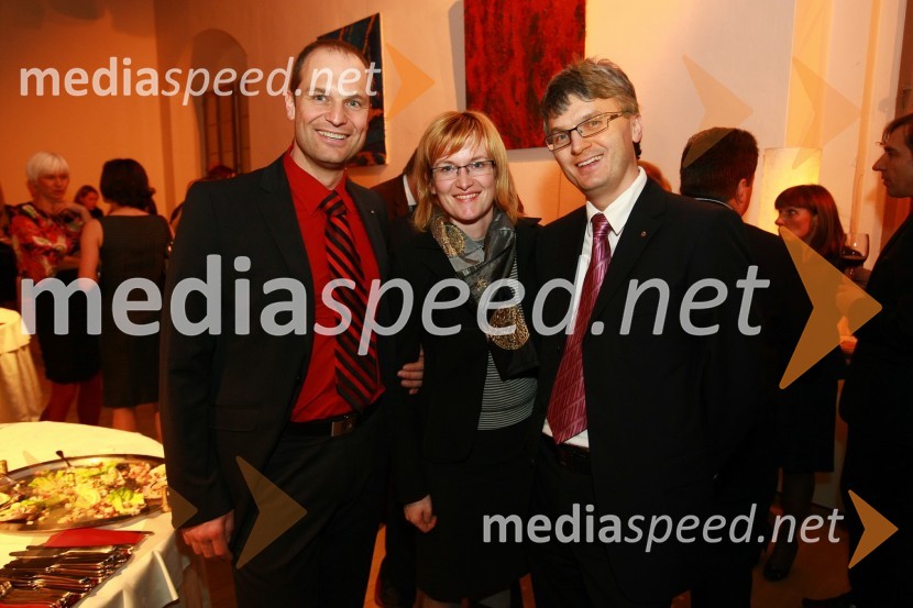 ..., ... in Franci Pliberšek, generalni direktor in lastnik podjetja MIK CeljeZlata nit 2009, slavnostna razglasitev najboljših zaposlovalcev leta 2009