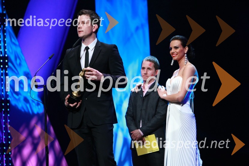 Boštjan Romih, TV in radijski voditelj, Miha Brajnik, igralec in Mirela Korač, Miss Universe 2009Viktorji 2009, prireditev - dogajanje v dvorani
