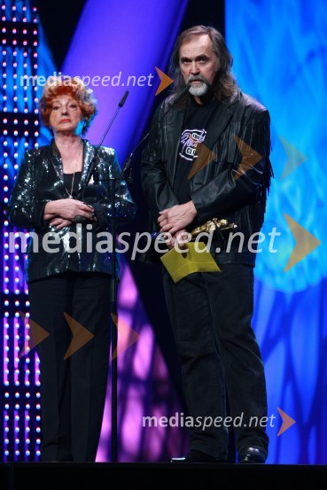Bernarda Jeklin, nekdanja urednica revije Jana in Dragan Bulič, glasbeni urednik Vala 202 in dobitnik Viktorja za življenjsko deloViktorji 2009, prireditev - dogajanje v dvorani