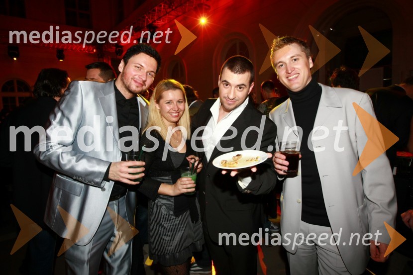 Robert Roškar, Darja Štravs Tisu, Marko Potrč in Denis Avdič, radijski voditelji, Radio 1Viktorji 2009, zaključna zabava