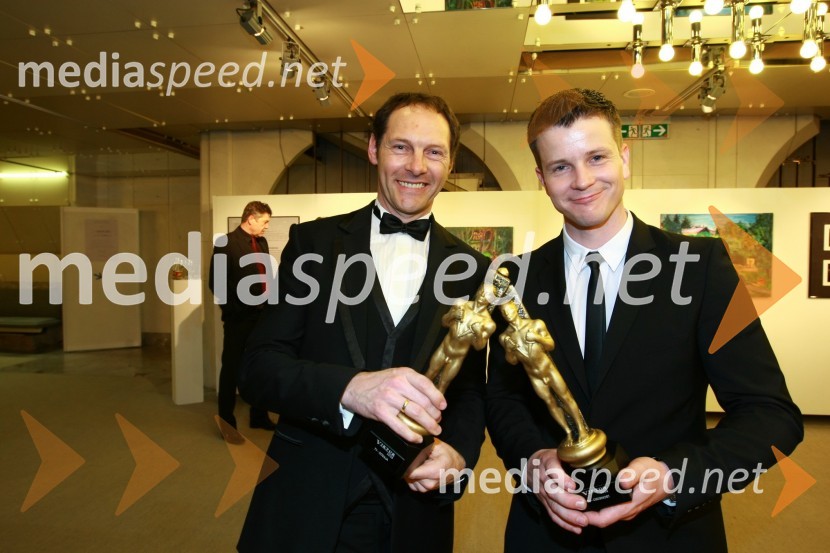 Jože Potrebuješ, član skupine Čuki in producent oddaje Na zdravje ter Boštjan Romih, TV in radijski voditeljViktorji 2009, zaključna zabava