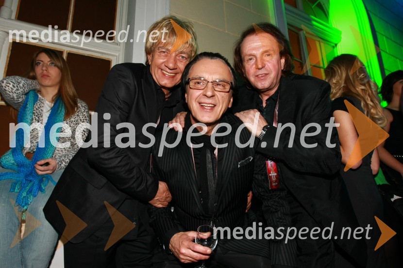 Miro Čekeliš, Dani Gančev in Braco Doblekar, člani skupine HazardViktorji 2009, zaključna zabava