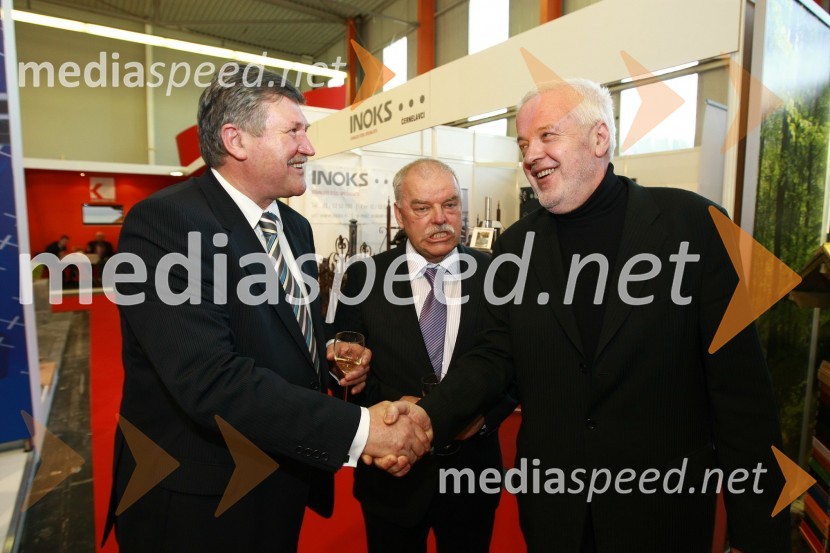 Dušan Črnigoj, generalni direktor podjetja Primorje d.d., Branko Selak, predsednik Združenja za gradbeništvo pri GZS in predsednik upravnega odbora podjetja Marmor Hotavlje Holding d.o.o. ter Marjan Pinter, direktor Konstruktor vgr. d.o.o.23. mednarodni sejem gradbeništva in gradbenih materialov MEGRA 2010, slovesna otvoritev