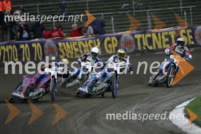 Scott Nicholls (VBR),Matej Žagar (Slovenija), Bjarne Pedersen (Danska) in Piotr Protasiewicz (Poljska)SPEEDWAY GRAND PRIX, VN Evrope 2006, dirka