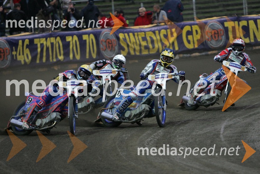 Scott Nicholls (VBR),Matej Žagar (Slovenija), Bjarne Pedersen (Danska) in Piotr Protasiewicz (Poljska)SPEEDWAY GRAND PRIX, VN Evrope 2006, dirka