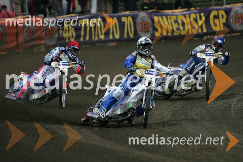 Jason Crump (Avstralija), Nicki Pedersen (Danska) in Tomazs Gollob (Poljska)SPEEDWAY GRAND PRIX, VN Evrope 2006, dirka