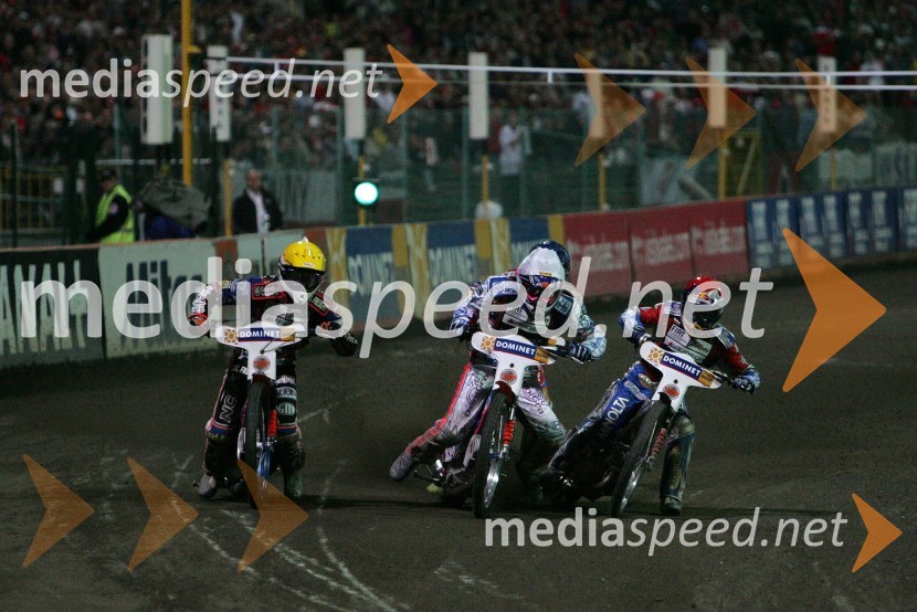 Jason Crump (Avstralija), Niels Kristian Iversen (Danska), Jaroslaw Hampel (Poljska)SPEEDWAY GRAND PRIX, VN Evrope 2006, dirka