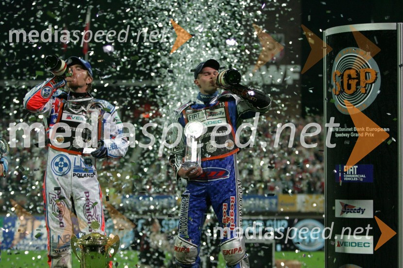 Jason Crump (Avstralija) in Matej Žagar (Slovenija)SPEEDWAY GRAND PRIX, VN Evrope 2006, dirka