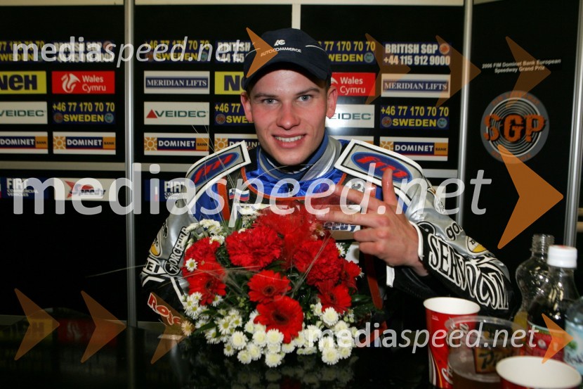 Matej Žagar (Slovenija) na tiskovni konferenci po dirkiSPEEDWAY GRAND PRIX, VN Evrope 2006, dirka