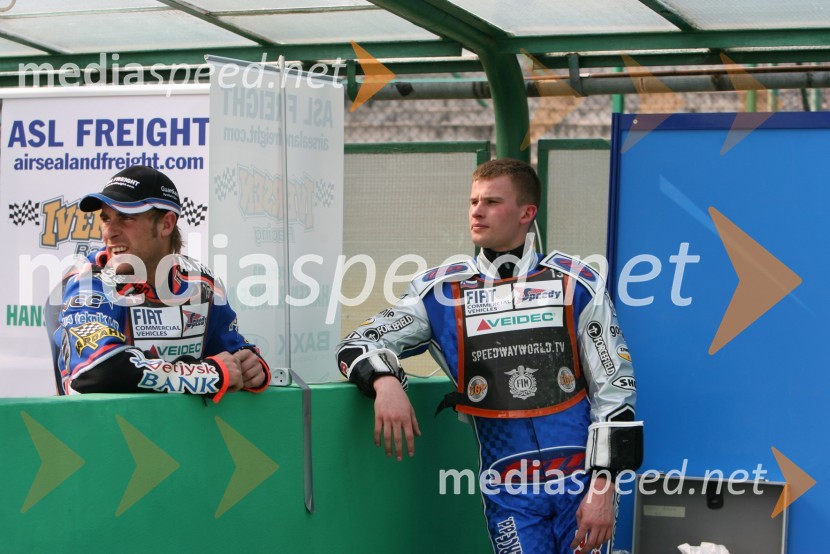 Niels Kristian Iversen (Danska) in Matej Žagar (Slovenija)SPEEDWAY GRAND PRIX, VN Evrope 2006, trening