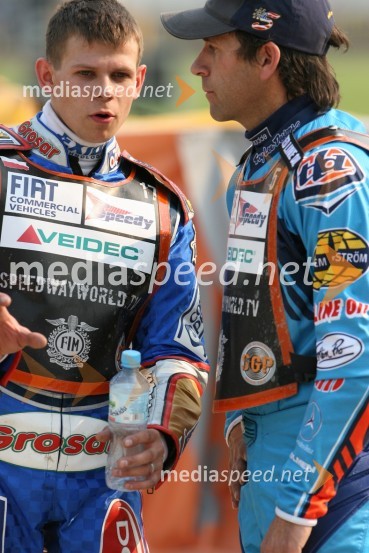 Greg Hancock (ZDA) in Janusz Kolodziej (Poljska)SPEEDWAY GRAND PRIX, VN Evrope 2006, trening