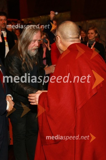 Aleš Gulič, direktor Urada za verske skupnosti in Njegova svetost, XIV. DalajlamaNjegova svetost, XIV. Dalajlama, predavanje za povabljene goste Sočutje - umetnost sreče