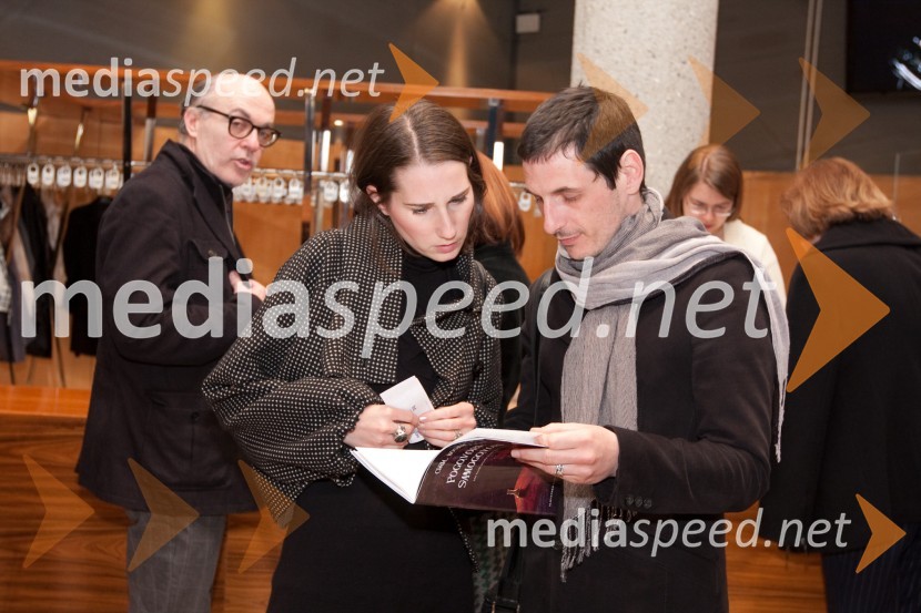 Gregor Strniša, skladatelj, Kristina Markov Marussig, Mitja Marussig, novinar Primorskih novicPogovori, samogovori premiera v SNG Nova Gorica