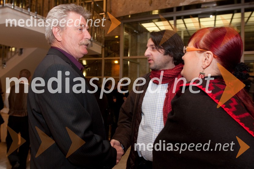 Branko Ličen, igralec, Gorazd Jakomini, igralec s soprogo Dominiko Weigl JakominiPogovori, samogovori premiera v SNG Nova Gorica