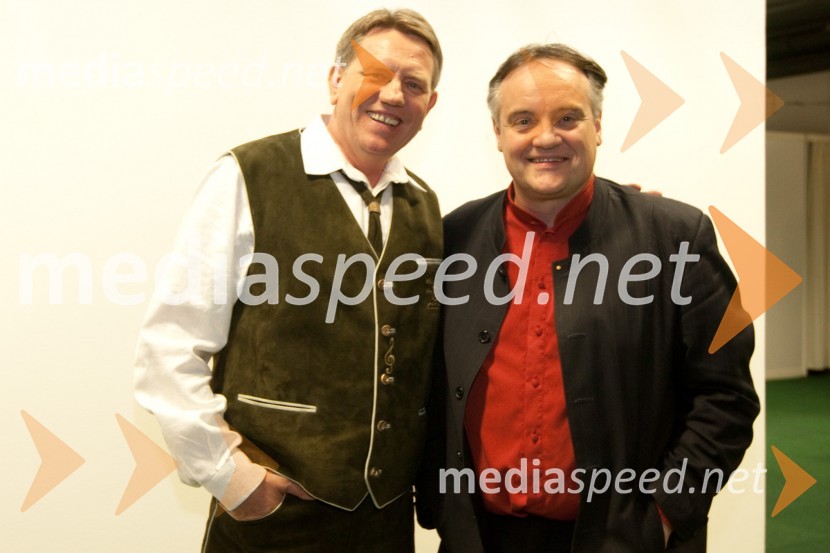 Rudi Šantl, pevec in Samo Pokorn, član ansambla Štajerskih sedem16. Festival Slovenska polka in valček