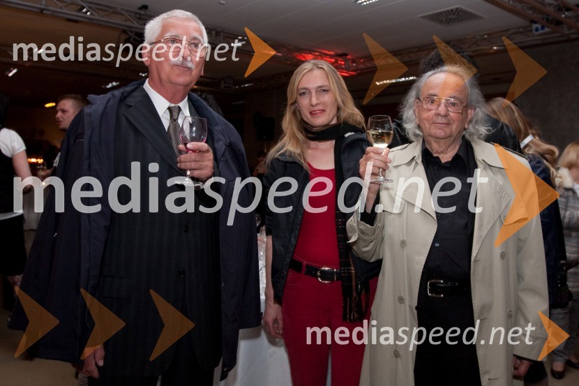 Tomo Ivanovič, producent oddaje Vsakdanjik in praznik, Barbara Zalar in Dušan Hren, režiser16. Festival Slovenska polka in valček