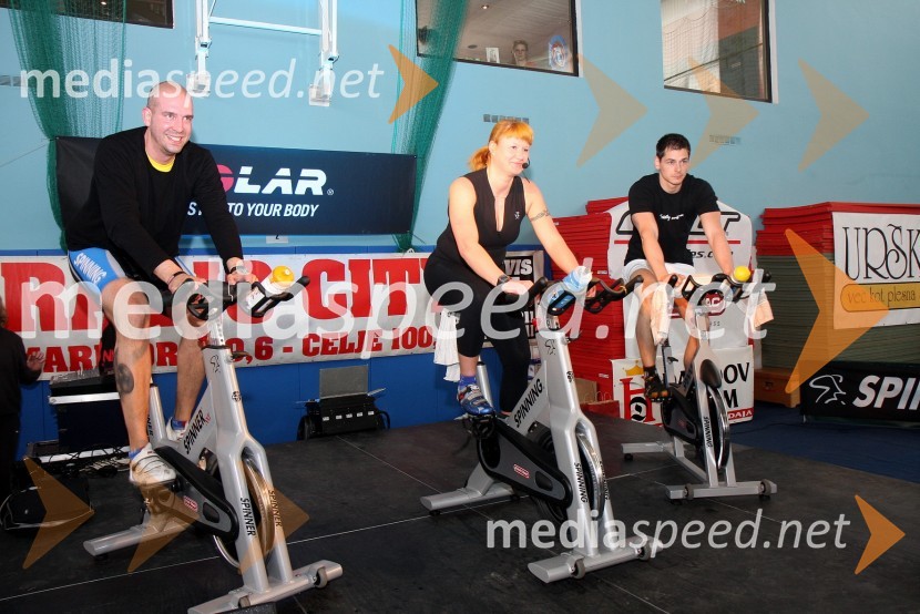 Goran Rankovič, inštruktor, Meta Karo, inštruktorica in ...Štajerska goni, dobrodelni spinning maraton