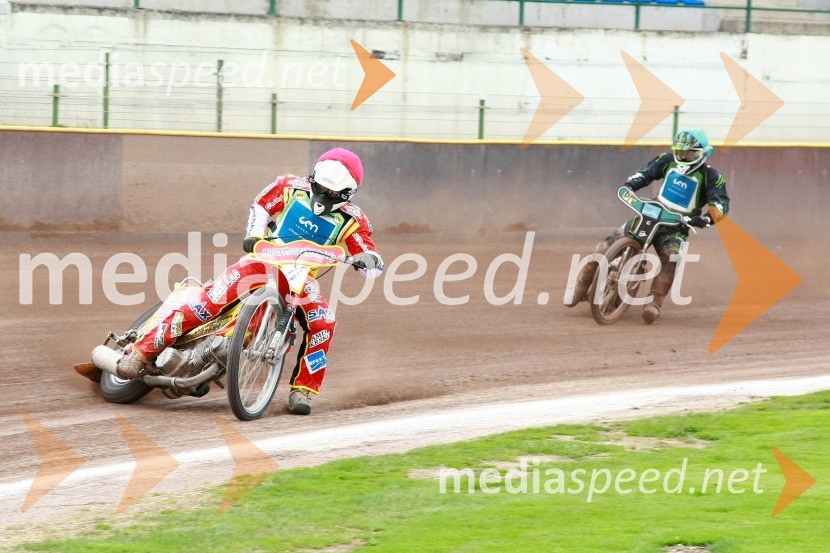 Matic Ivačič (AMD Krško) in Žiga Radkovič (AMD Krško)Speedway, DP mladincev Slovenije, Hrvaške in Madžarske 2010, 1. dirka