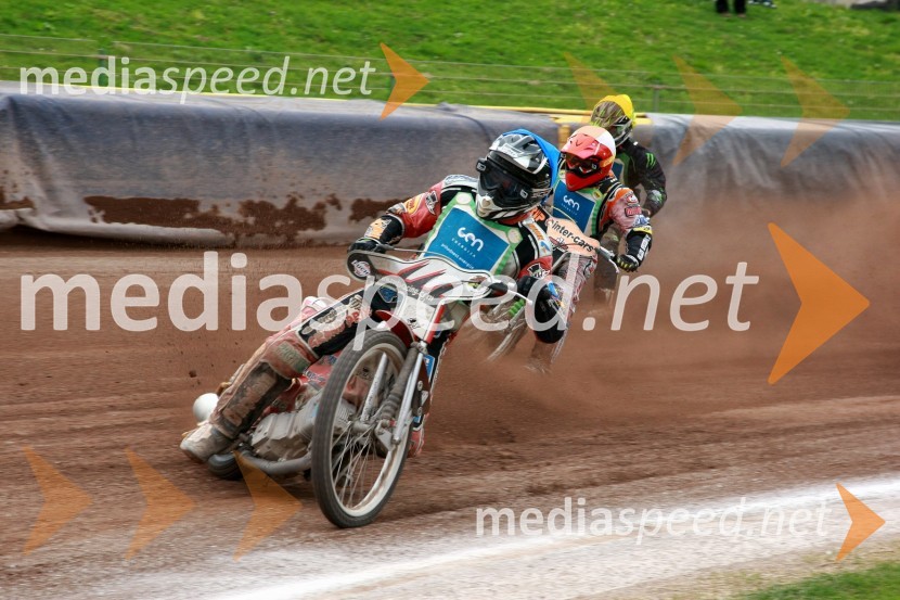Aleksander Čonda (AMD Krško), Dalibor Bot (ST Lendava) in Žiga Radkovič (AMD Krško)Speedway, DP mladincev Slovenije, Hrvaške in Madžarske 2010, 1. dirka
