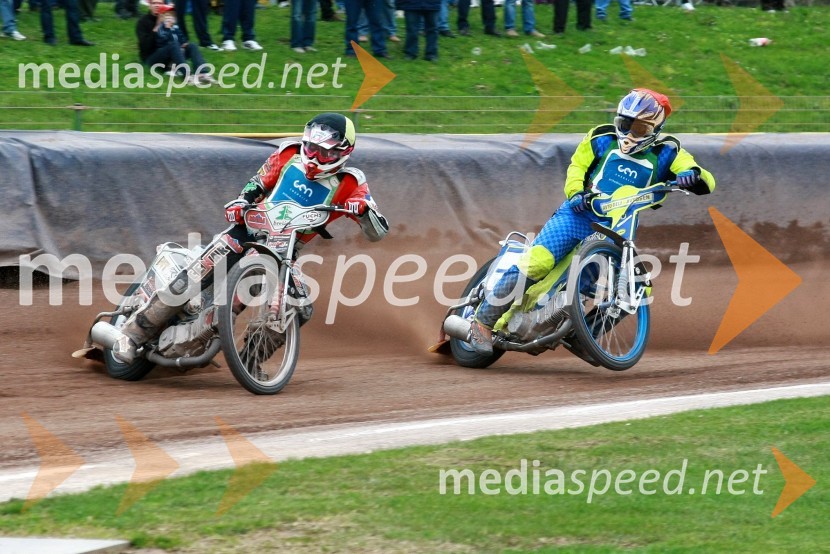 Samo Kukovica (AMD Krško) in Aljoša Remih (AMD Krško)Speedway, DP mladincev Slovenije, Hrvaške in Madžarske 2010, 1. dirka