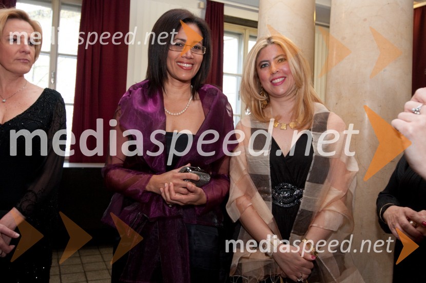 Anabel Dolenc in Nesrin Farouk, soproga veleposlanika EgiptaDruštvo Sila, gala večerja