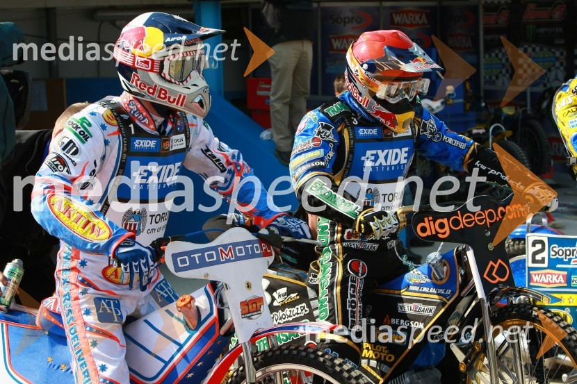 Jason Crump (Avstralija) in Emil Sayfutdinov (Rusija)Speedway, SGP 2010, VN Evrope, trening