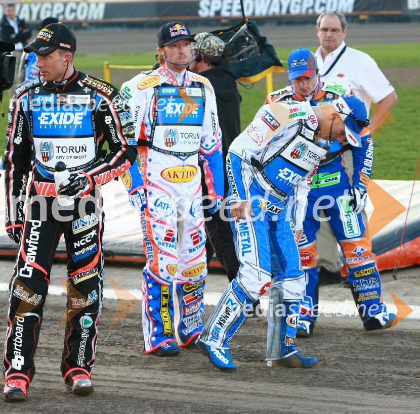 Andreas Jonsson (Švedska), Jason Crump (Avstralija) in Nicki Pedersen (Danska)Speedway, SGP 2010, VN Evrope, dirka