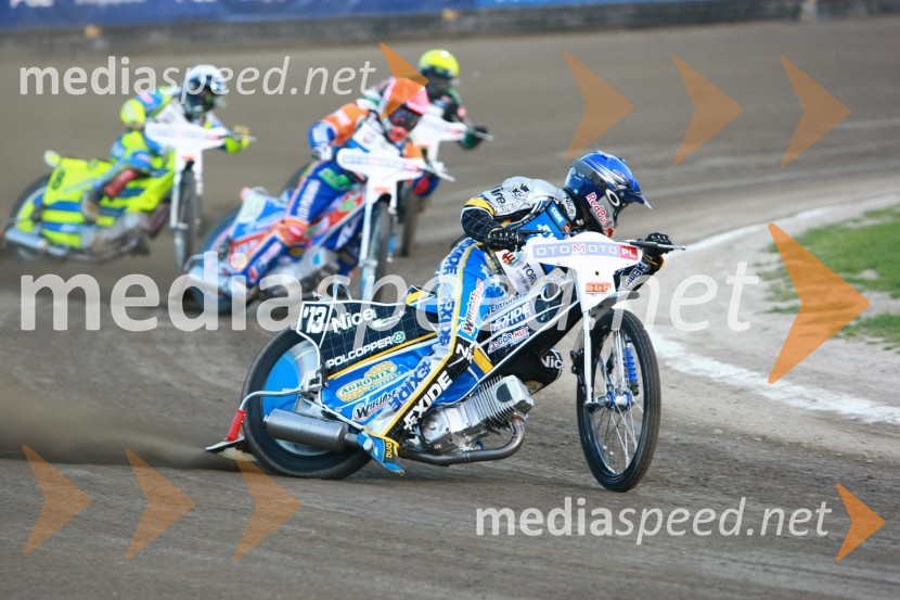 Kenneth Bjerre (Danska) in Chris Harris (Velika Britanija) in Jaroslaw Hampel (Poljska)Speedway, SGP 2010, VN Evrope, dirka