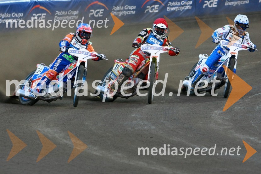 Chris Harris (Velika Britanija), Magnus Zetterstroem (Švedska) in Nicki Pedersen (Danska)Speedway, SGP 2010, VN Evrope, dirka