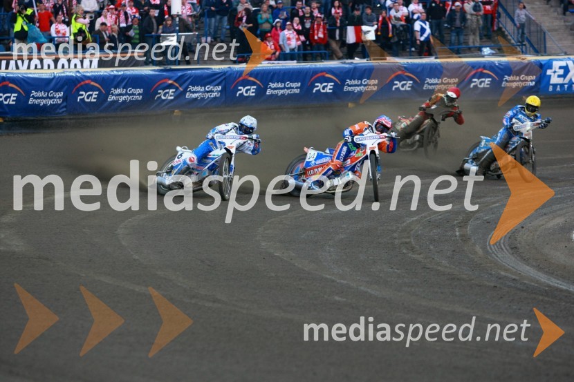 Nicki Pedersen (Danska), Chris Harris (Velika Britanija) in Fredrik Lindgren (Švedska)Speedway, SGP 2010, VN Evrope, dirka