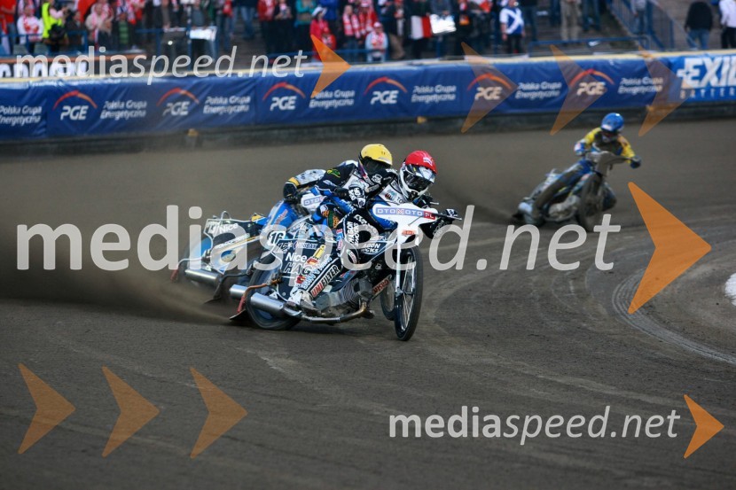 Jaroslaw Hampel (Poljska), Janusz Kolodziej (Poljska) in Chris Holder (Avstralija)Speedway, SGP 2010, VN Evrope, dirka