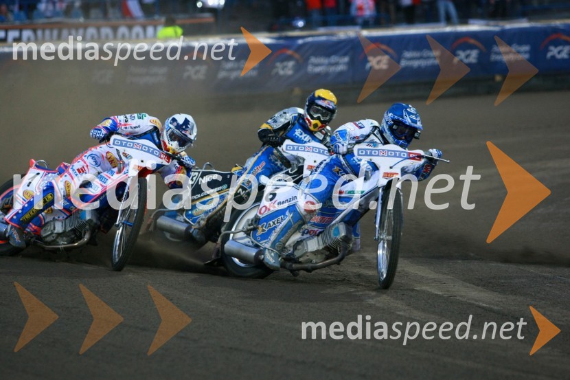 Jason Crump (Avstralija), Jaroslaw Hampel (Poljska) in Nicki Pedersen (Danska)Speedway, SGP 2010, VN Evrope, dirka