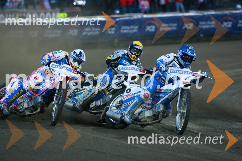 Jason Crump (Avstralija), Jaroslaw Hampel (Poljska) in Nicki Pedersen (Danska)Speedway, SGP 2010, VN Evrope, dirka